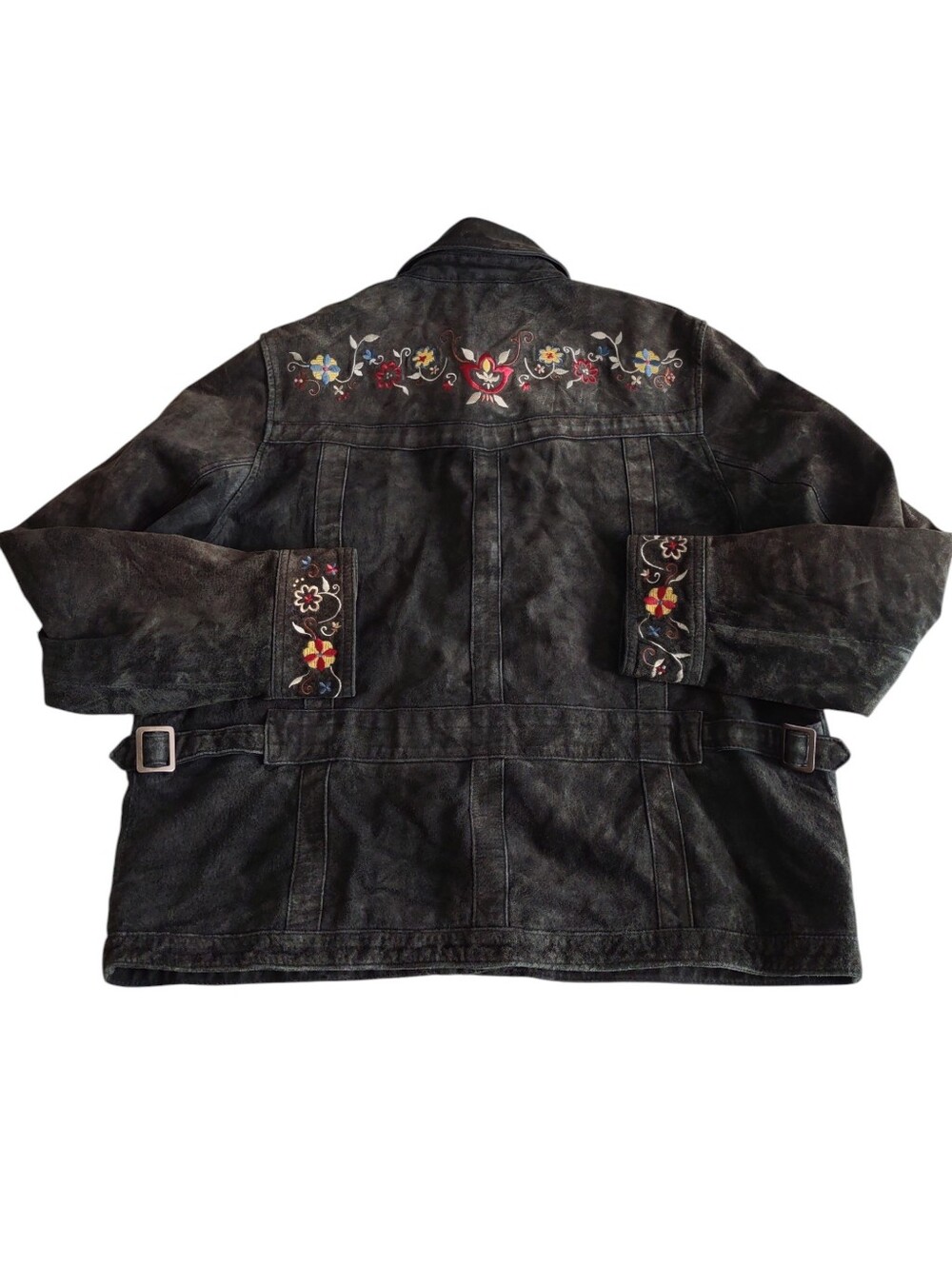 Relativity Medium Floral Suede Leather Jacket